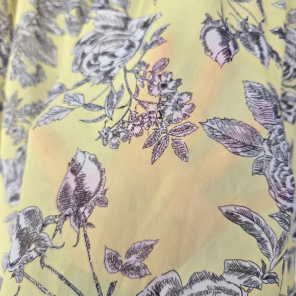 Ivy Jane Yellow Floral Blouse Boho Style 3/4 Sleeve Sz XL - Picture 8 of 9